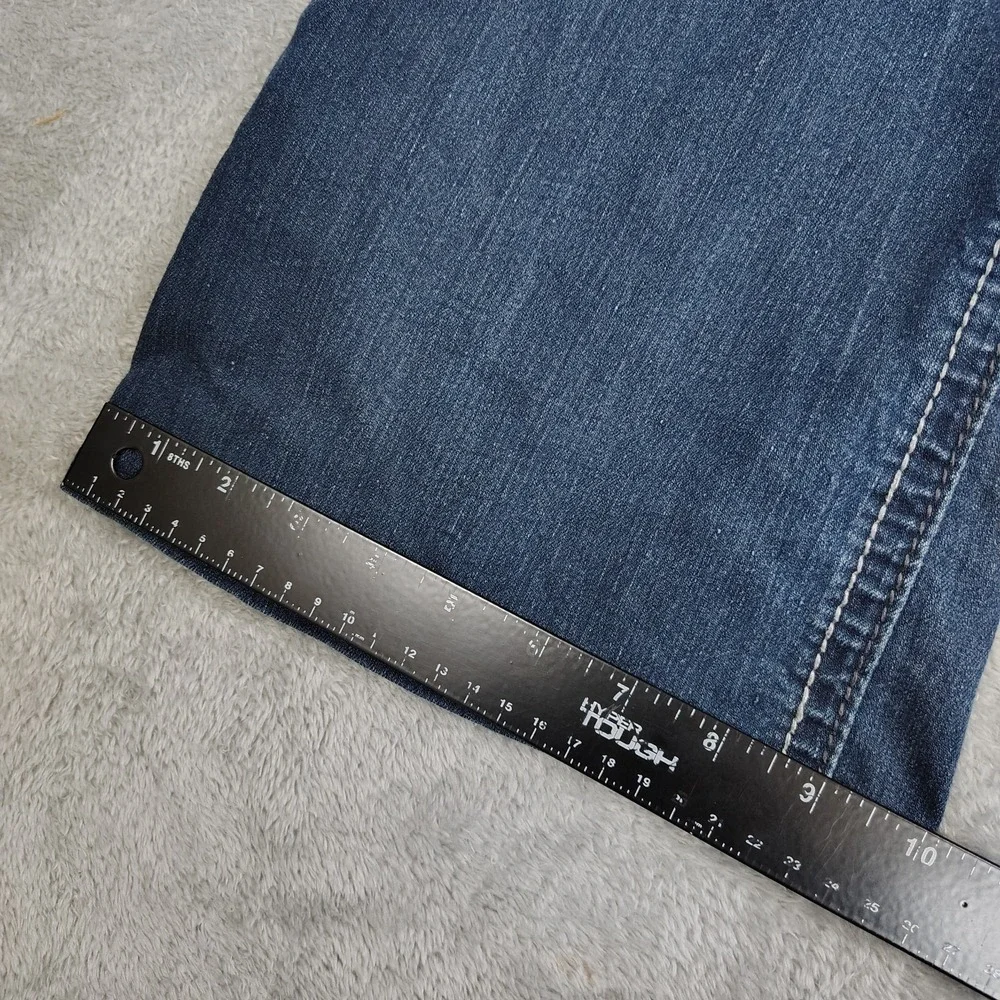 Maurices‎ curvy womens Y2k embroidered bootcut jeans 14 stretch mid rise *HEMMED - Picture 5 of 11